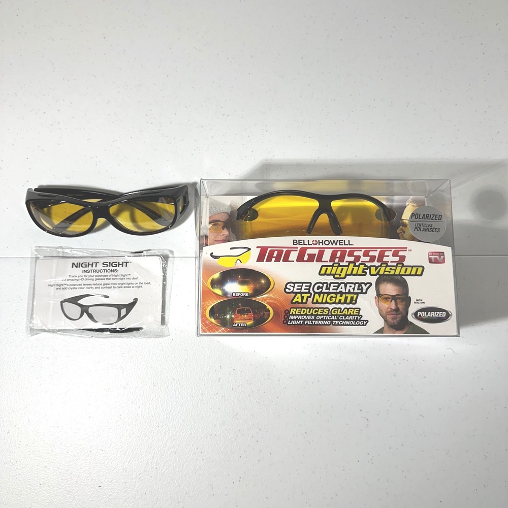 Night Driving Glasses 2 Pair Lot Bell Howell Tac Glasses & Night Sight Polarized